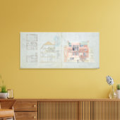 HouseおよびStudio fの正面の立面図と断面図 キャンバスプリント (インサイチュ (リビング))