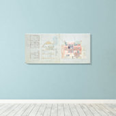 HouseおよびStudio fの正面の立面図と断面図 キャンバスプリント (インサイチュ (ウッドフロア))