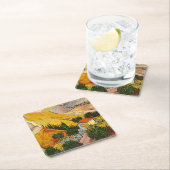 HouseとPlougueVincent vanゴッホの風景 スクエアペーパーコースター (インサイチュ)