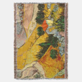 HouseとPlougueVincent vanゴッホの風景 スローブランケット (正面縦)