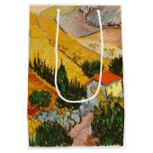 HouseとPlougueVincent vanゴッホの風景 ミディアムペーパーバッグ (裏面)