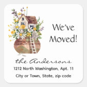 House お洒落 1.5または3インチ差出人住所 スクエアシール (正面)