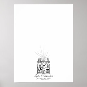 House モダン Fingerprint結婚's Guest Book ポスター