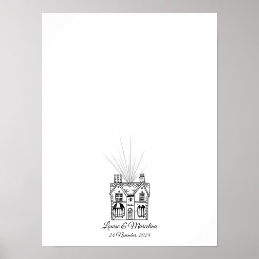 House モダン Fingerprint結婚's Guest Book ポスター (正面)