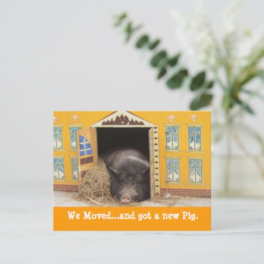 House and Pig新しいアドレスカードを移動 案内ポストカード (スタンド正面)