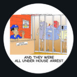 House Arrest Funny Police Mugs Tees Cards Gift Etc ラウンドシール<br><div class="desc">You are viewing a mug, tee or other funny gift exclusively by the Rick London Collection. This image is titled "House Arrest". The image is an official Londons Times Cartoon. Londons Times Cartoons were founded by Rick London in 1997 and have been Google #1 ranked since 2005 and MSN #1...</div>