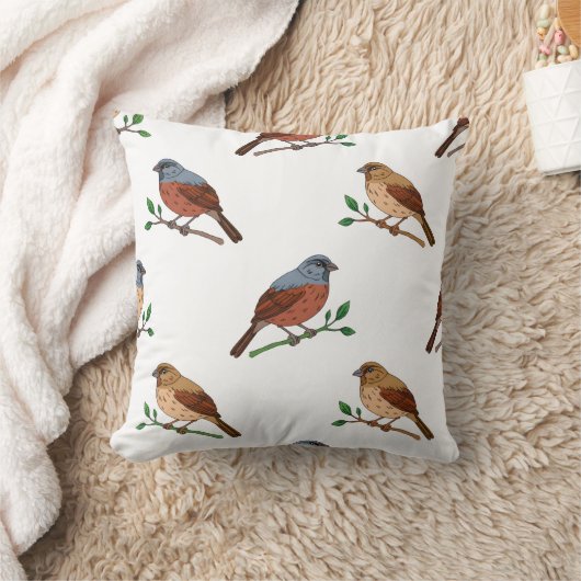 House Bunting Bird Pattern – Seamless Nature Desig クッション (ブランケット)