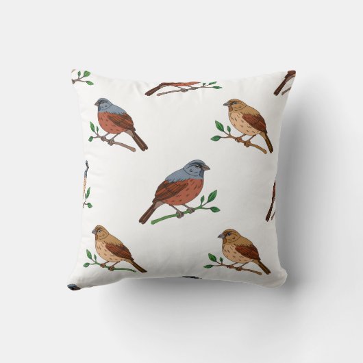 House Bunting Bird Pattern – Seamless Nature Desig クッション (裏面)