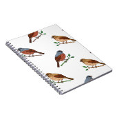 House Bunting Bird Pattern – Seamless Nature Desig ノートブック (右側)