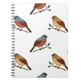 House Bunting Bird Pattern – Seamless Nature Desig ノートブック