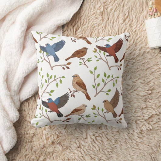 House Bunting Birds Square Pattern クッション (ブランケット)