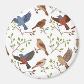House Bunting Birds Square Pattern マグネット (正面)