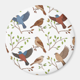 House Bunting Birds Square Pattern マグネット
