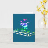 House Cat Rainbow Dj Cat  カード (黄色い花)