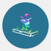 House Cat Rainbow Dj Cat  ラウンドシール (正面)