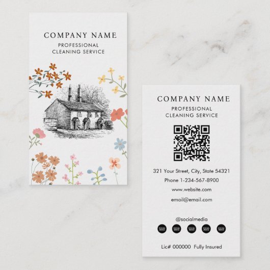 House Cleaner Cleaning Services Professional  名刺 (正面/裏面)