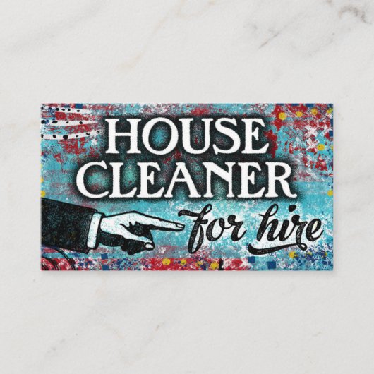 House Cleaner For Hire名刺 – Blue Red 名刺 (正面)