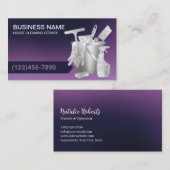 House Cleaning モダン Purple & Silver Maid Service 名刺 (正面/裏面)
