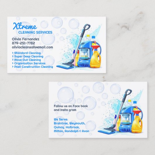 House Cleaning Business Card Template 名刺 (正面/裏面)