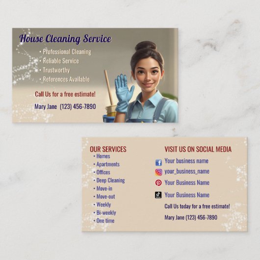 House Cleaning Business Cards 名刺 (正面/裏面)