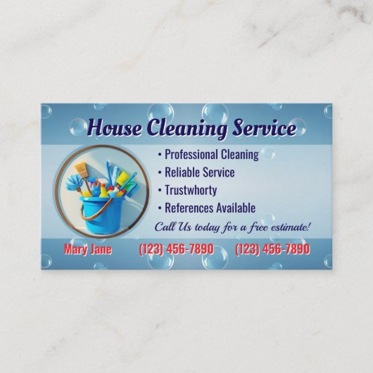 House Cleaning Business Cards 名刺 (正面)
