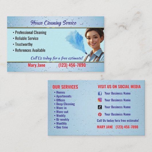 House Cleaning Business Cards 名刺 (正面/裏面)