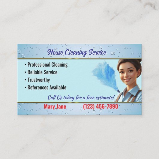 House Cleaning Business Cards 名刺 (正面)