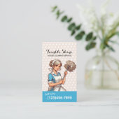 House Cleaning Cute Girl Maidサービス水玉模様 名刺 (スタンド正面)