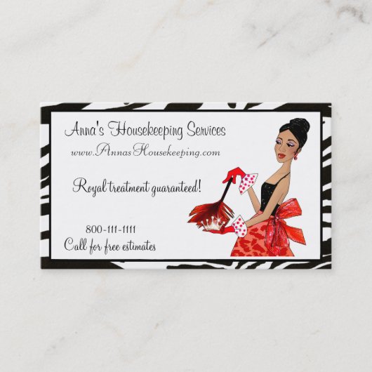 House Cleaning Diva / African A. Business Card 名刺 (正面)