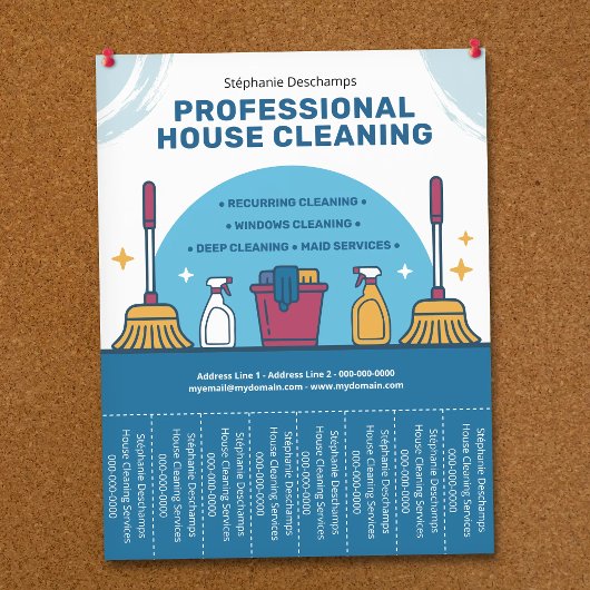 House Cleaning Flyer with Tear-Off Tabs チラシ