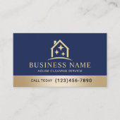 House Cleaning Home Service Navy Gold Housekeeping 名刺 (正面)
