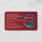 House Cleaning Home Services Charming Red qr code 名刺 (正面)