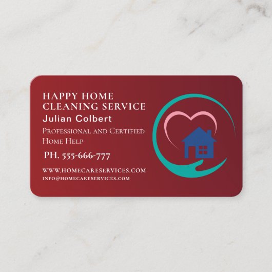 House Cleaning Home Services Charming Red qr code 名刺 (正面)