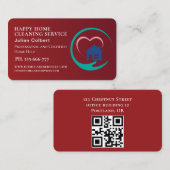 House Cleaning Home Services Charming Red qr code 名刺 (正面/裏面)