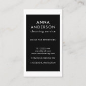 House Cleaning Home Services Minimal Black White 名刺 (裏面)