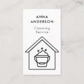 House Cleaning Home Services Minimal Black White 名刺 (正面)