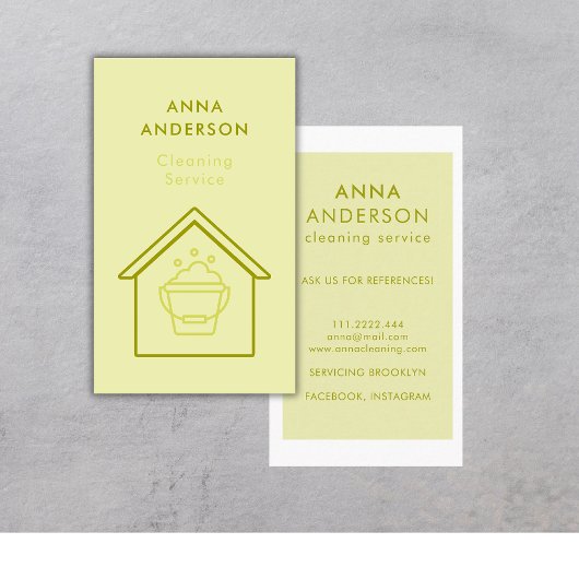 House Cleaning Home Services Minimal Green 名刺
