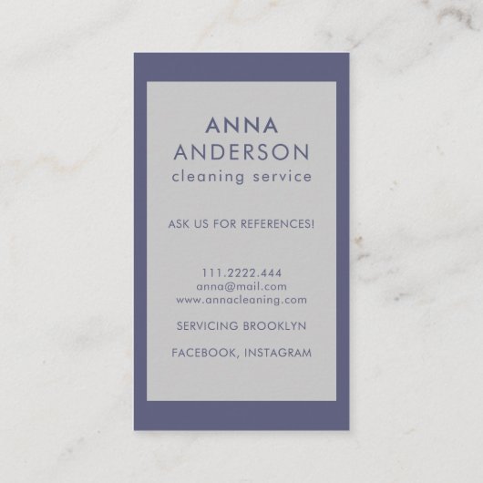 House Cleaning Home Services Minimal Simple Purple 名刺 (裏面)