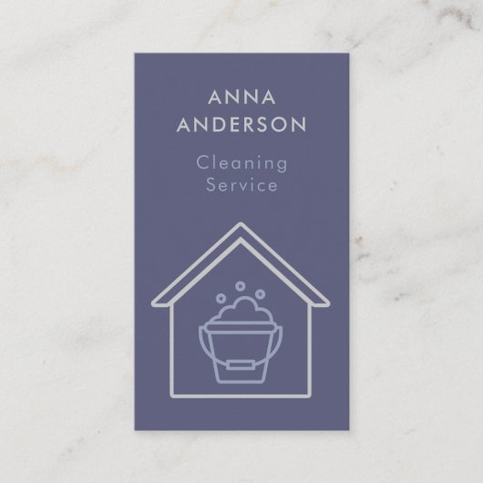 House Cleaning Home Services Minimal Simple Purple 名刺 (正面)