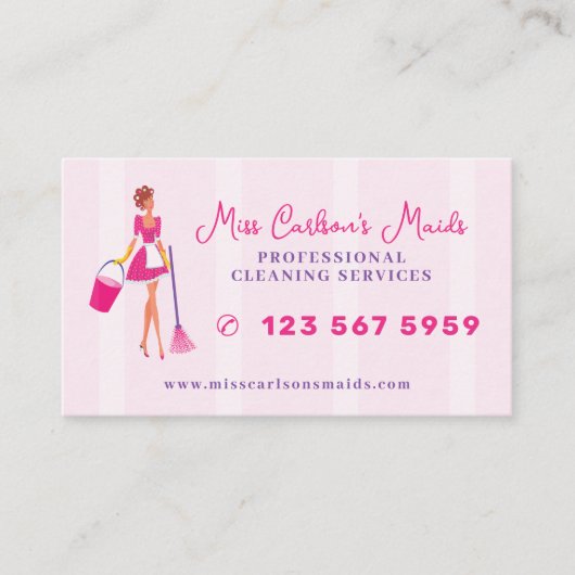 House cleaning housekeeper maid service pink  名刺 (正面)