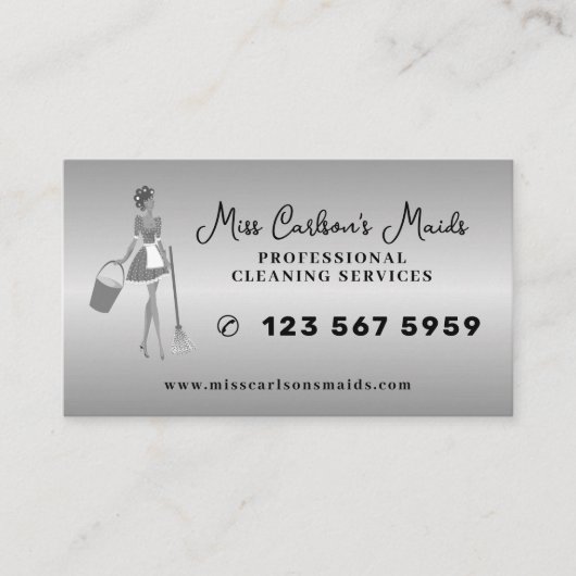 House cleaning housekeeper maid service silver 名刺 (正面)