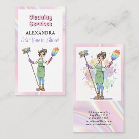 House Cleaning Lady Maid Service Modern 名刺 (正面/裏面)