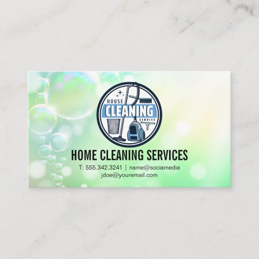 House Cleaning Logo | Janitorial Services 名刺 (正面)