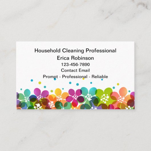 House Cleaning Maid Colorful Business Cards 名刺 (正面)