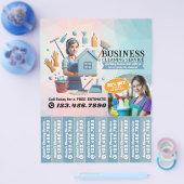 House cleaning Maid Service Flyer Tear Off Strips チラシ (シングル)