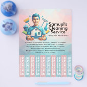 House cleaning Maid Service Flyer Tear Off Strips チラシ (シングル)