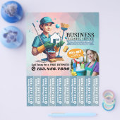 House cleaning Maid Service Flyer Tear Off Strips チラシ (シングル)