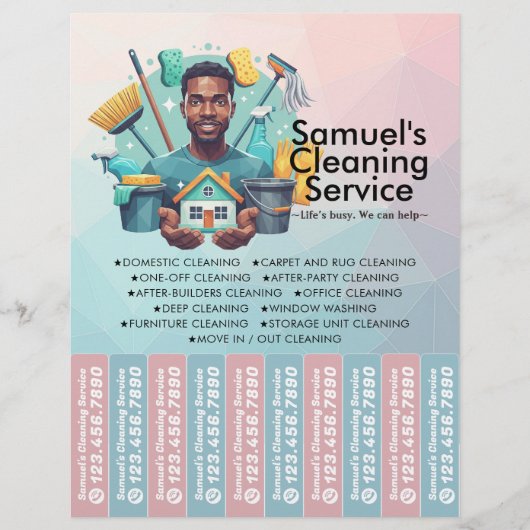 House cleaning Maid Service Flyer Tear Off Strips チラシ (正面)