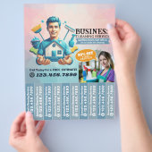 House cleaning Maid Service Flyer Tear Off Strips チラシ (手)