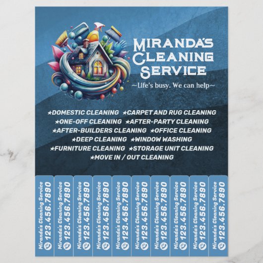House cleaning Maid Service Flyer Tear Off Strips チラシ (正面)